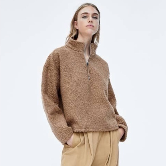 Zara Sweaters - Zara Basic Teddy Quarter Zip Pullover. Sz M.